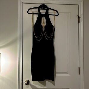 Wow Couture Dress,Size Small, Black w/ Gold Chains